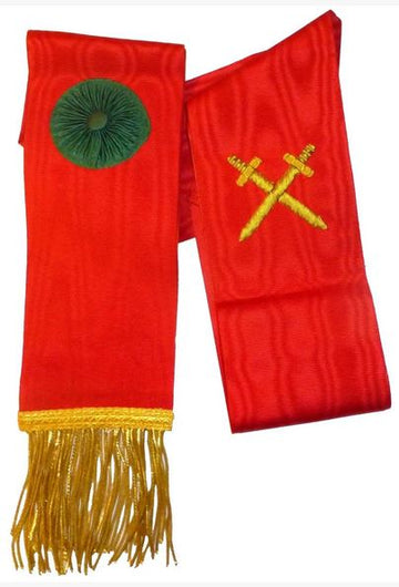 Knight Mason Hand Embroidered Sash Red